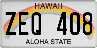 HI license plate ZEQ408