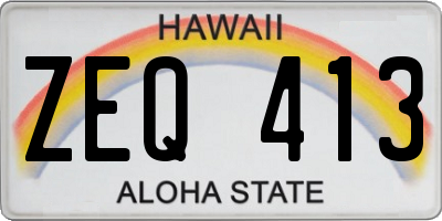 HI license plate ZEQ413