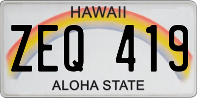 HI license plate ZEQ419