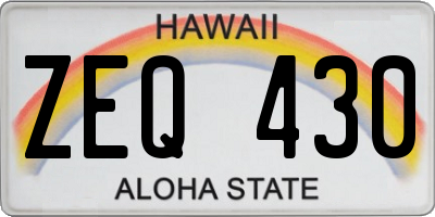 HI license plate ZEQ430