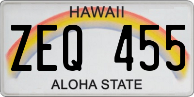 HI license plate ZEQ455