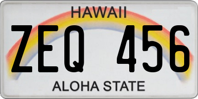 HI license plate ZEQ456