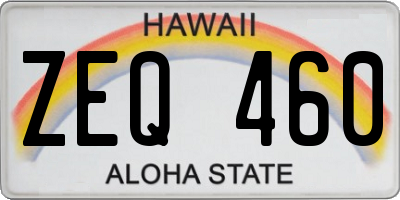 HI license plate ZEQ460