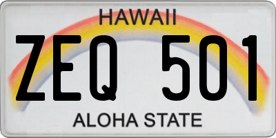 HI license plate ZEQ501