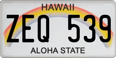 HI license plate ZEQ539