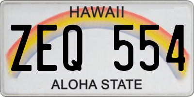 HI license plate ZEQ554