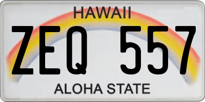 HI license plate ZEQ557