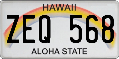 HI license plate ZEQ568