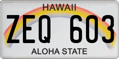 HI license plate ZEQ603