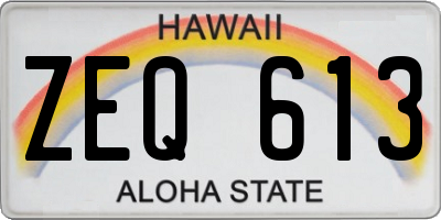 HI license plate ZEQ613