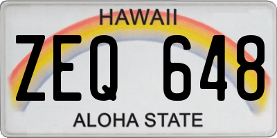 HI license plate ZEQ648