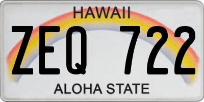 HI license plate ZEQ722
