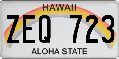 HI license plate ZEQ723