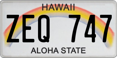 HI license plate ZEQ747