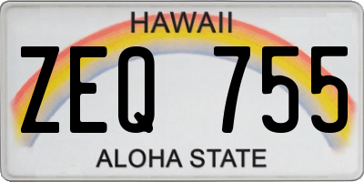 HI license plate ZEQ755