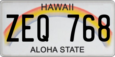 HI license plate ZEQ768