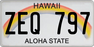 HI license plate ZEQ797