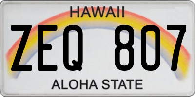 HI license plate ZEQ807