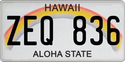 HI license plate ZEQ836