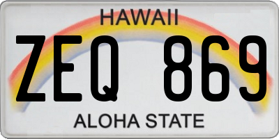 HI license plate ZEQ869