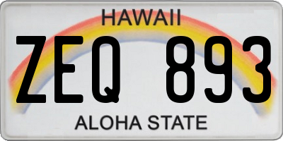 HI license plate ZEQ893