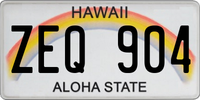 HI license plate ZEQ904