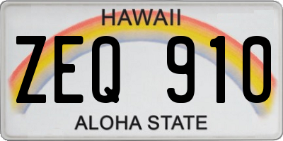 HI license plate ZEQ910