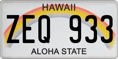 HI license plate ZEQ933