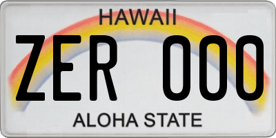 HI license plate ZER000