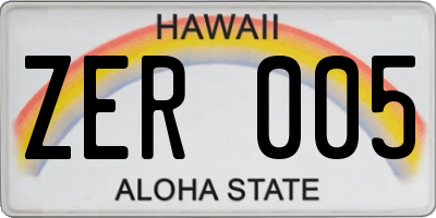 HI license plate ZER005