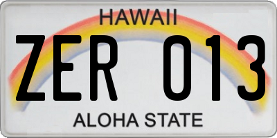 HI license plate ZER013