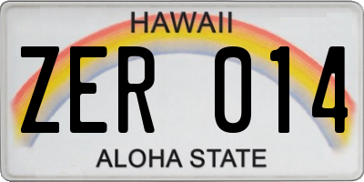 HI license plate ZER014