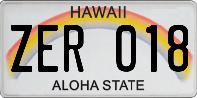 HI license plate ZER018