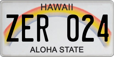 HI license plate ZER024