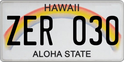 HI license plate ZER030