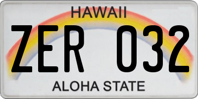 HI license plate ZER032