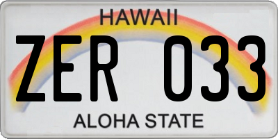 HI license plate ZER033