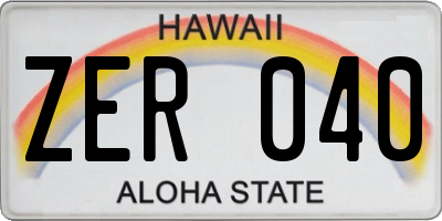 HI license plate ZER040