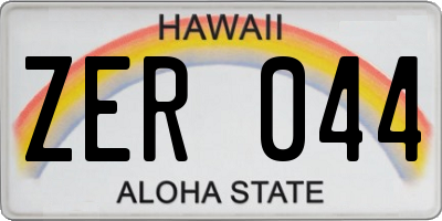 HI license plate ZER044