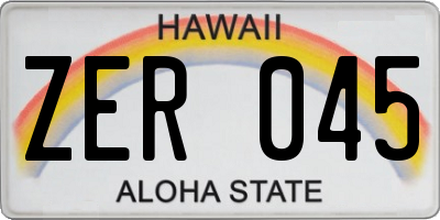 HI license plate ZER045