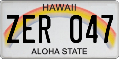 HI license plate ZER047