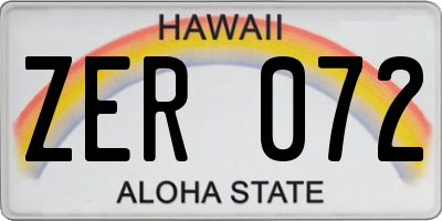 HI license plate ZER072