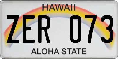 HI license plate ZER073