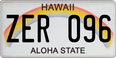 HI license plate ZER096