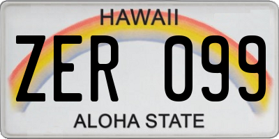 HI license plate ZER099