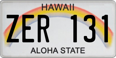 HI license plate ZER131