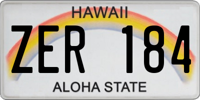 HI license plate ZER184