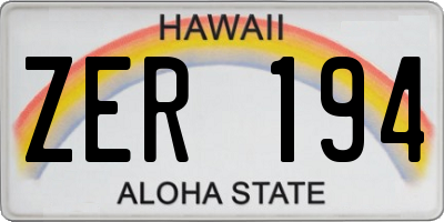 HI license plate ZER194