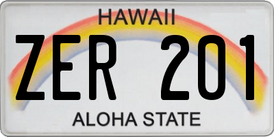 HI license plate ZER201