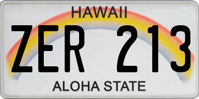 HI license plate ZER213